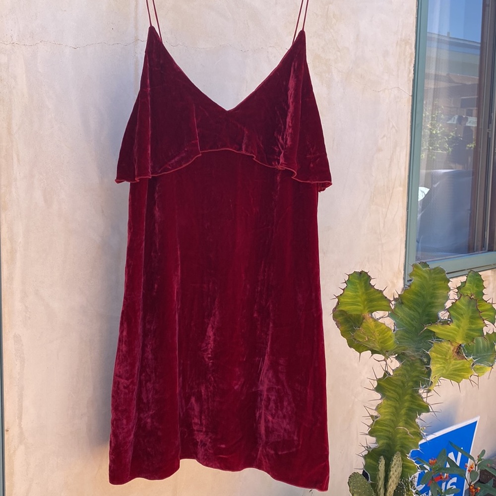 Alice + Olivia Crushed Velvet Red Dress
